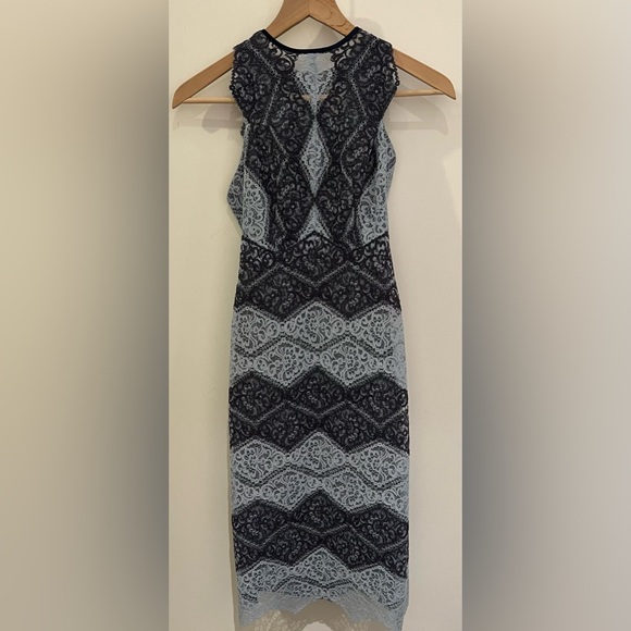 Erin Featherston Blue/grey Lace Sleeveless Dress Size 0 Fully Lined Great Cond. - Picture 3 of 6